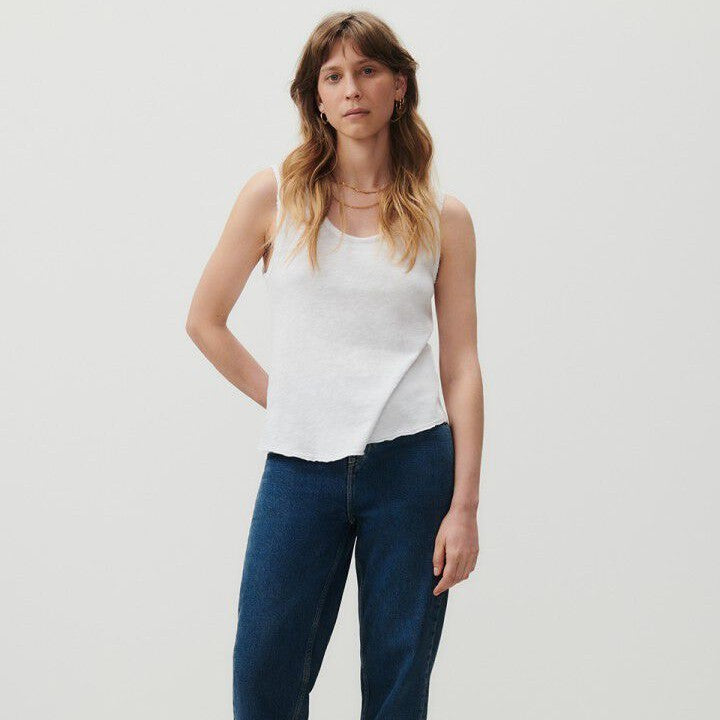 Raw Edge Vest Top - White