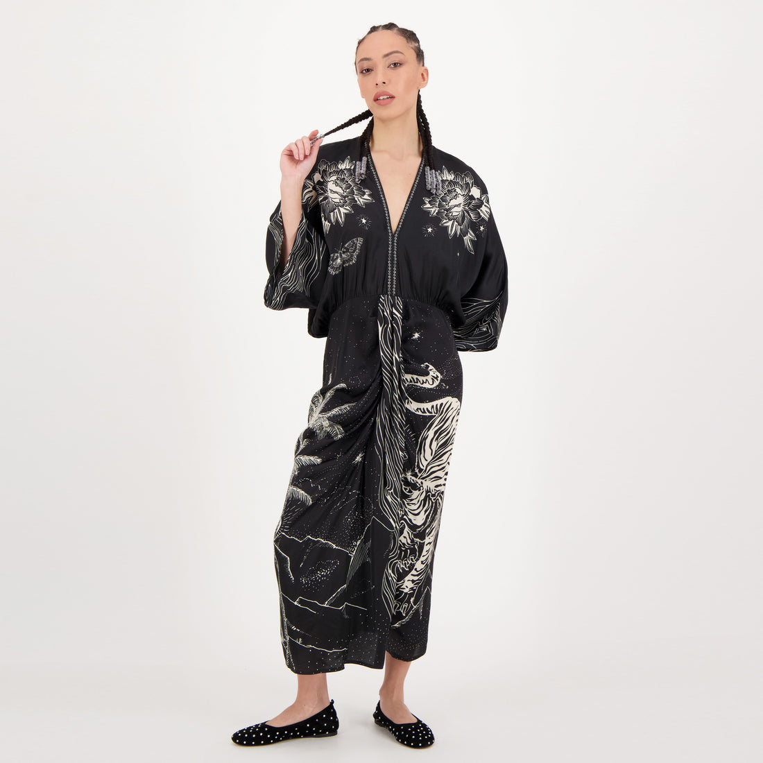 Sophia Kimono Dress - Black Magic