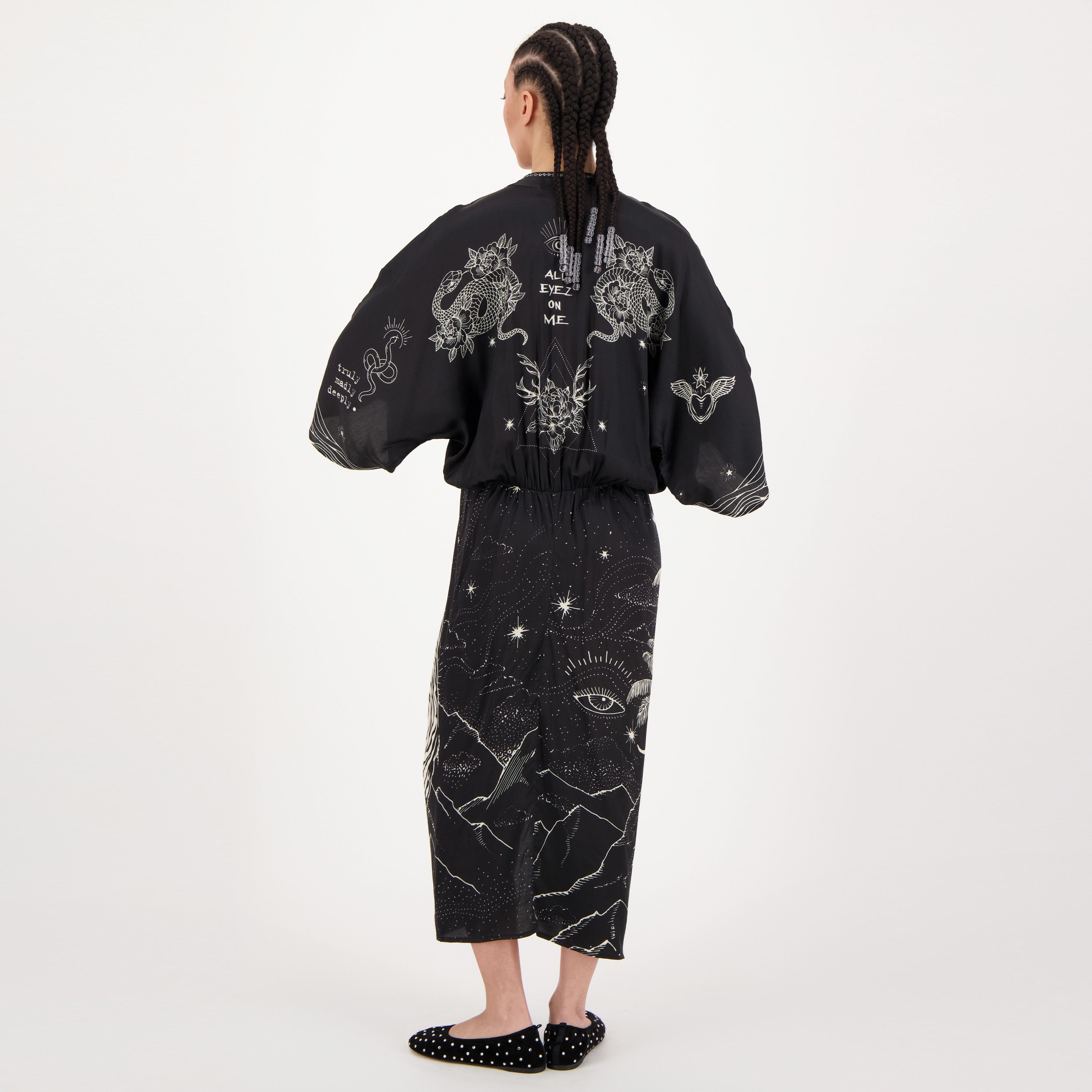 Cavells Me369 Sophia Kimono Dress in Black Magic