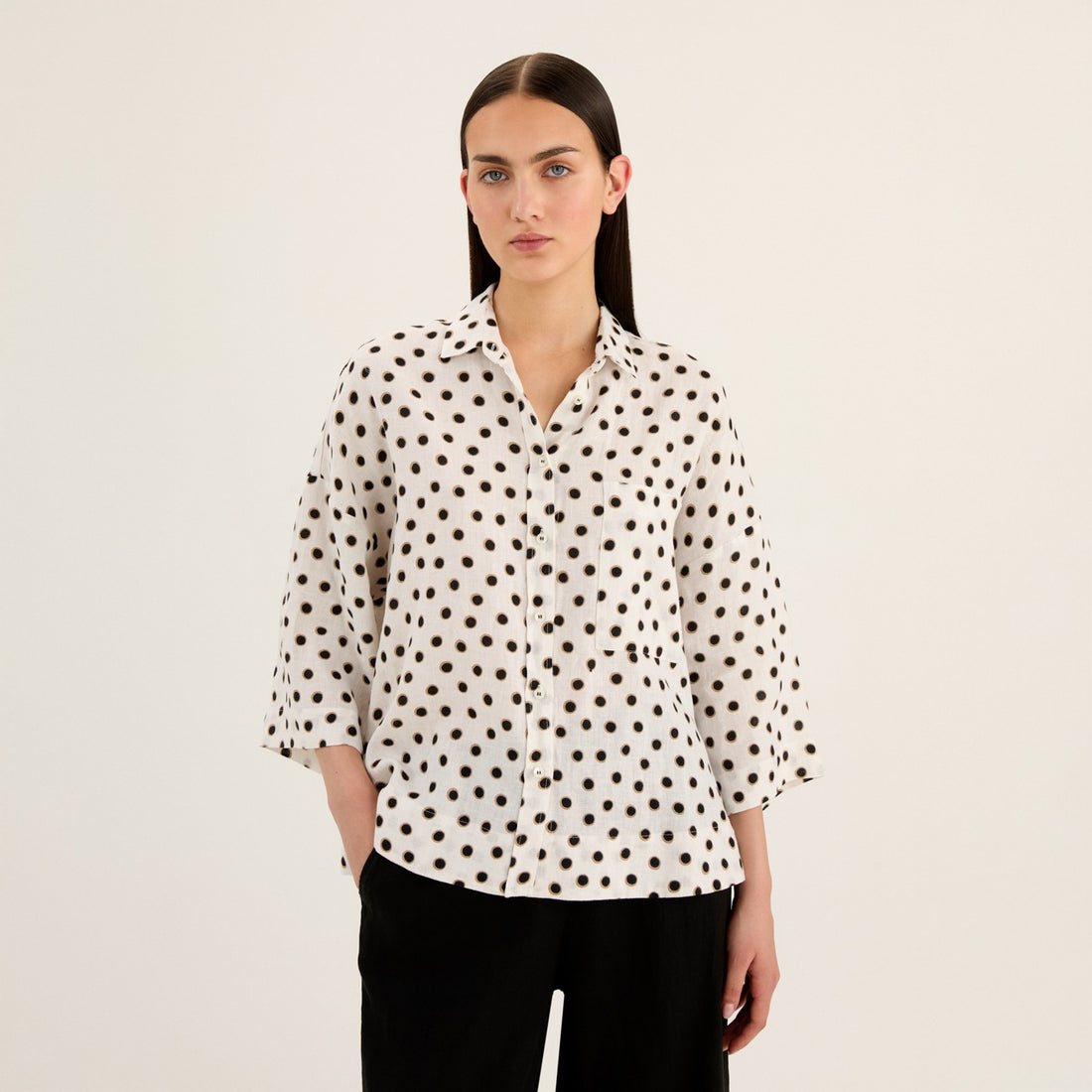 Spotty Linen Blouse - Milk Spot