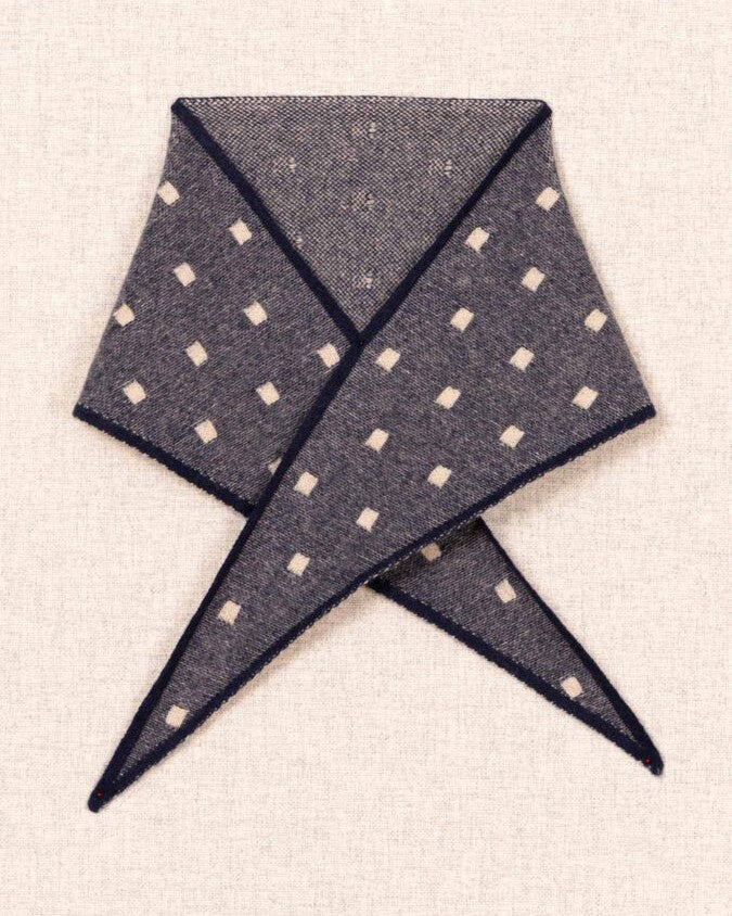 Spot Triangle Scarf - Navy