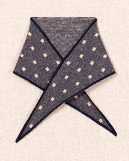 Spot Triangle Scarf - Navy