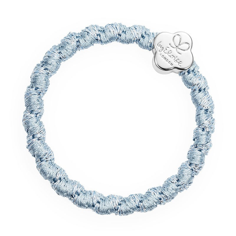 Silver Quatrefoil Woven Band - Faded Denim