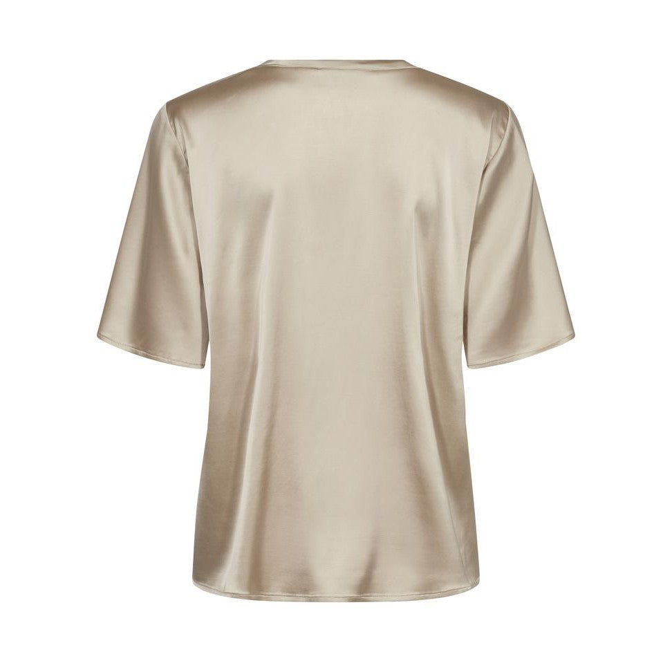 Evie V-Neck Satin Blouse - Feather Gray