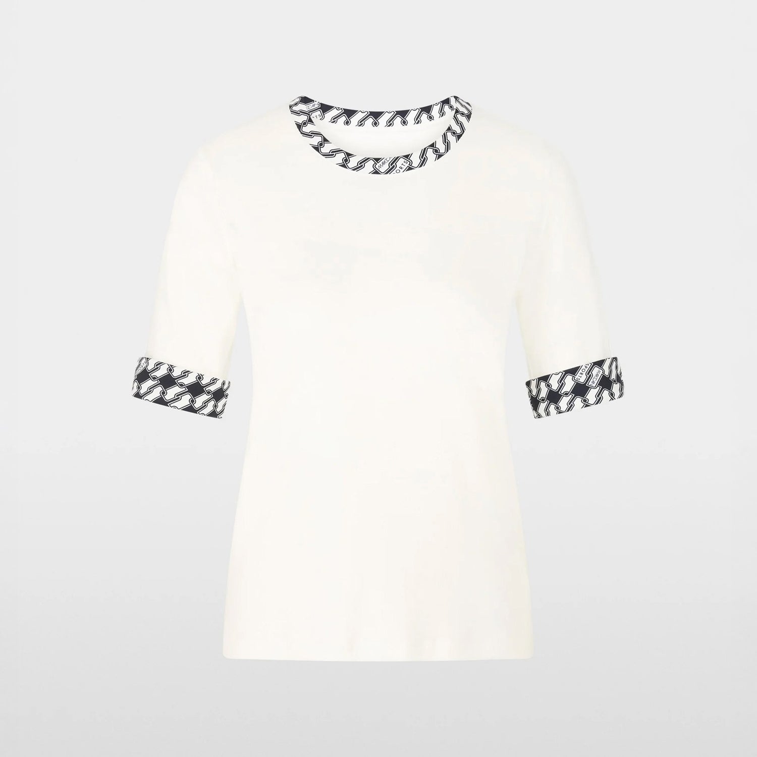 Short Sleeve Link Print Detail T-Shirt - Off White