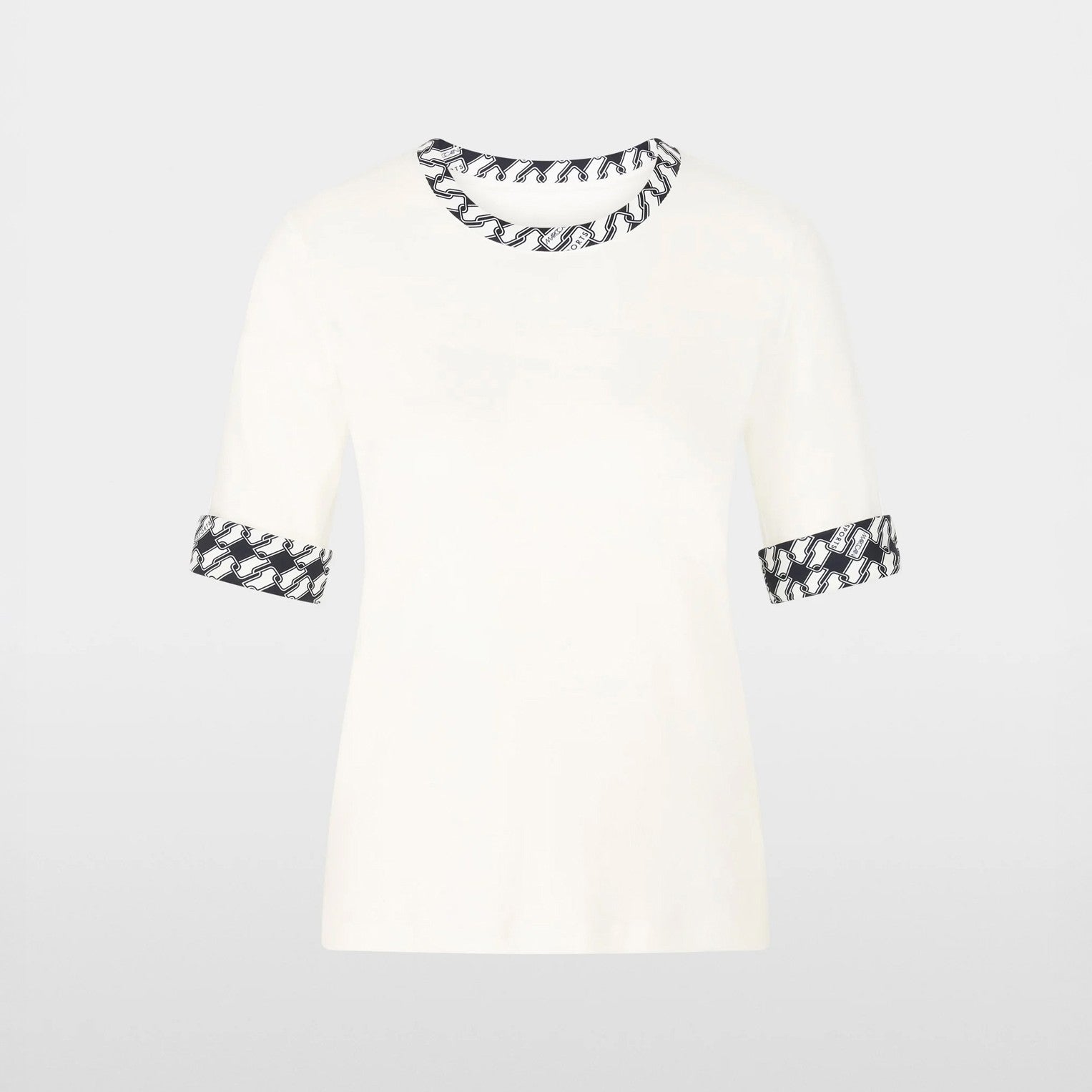 Short Sleeve Link Print Detail T-Shirt - Off White