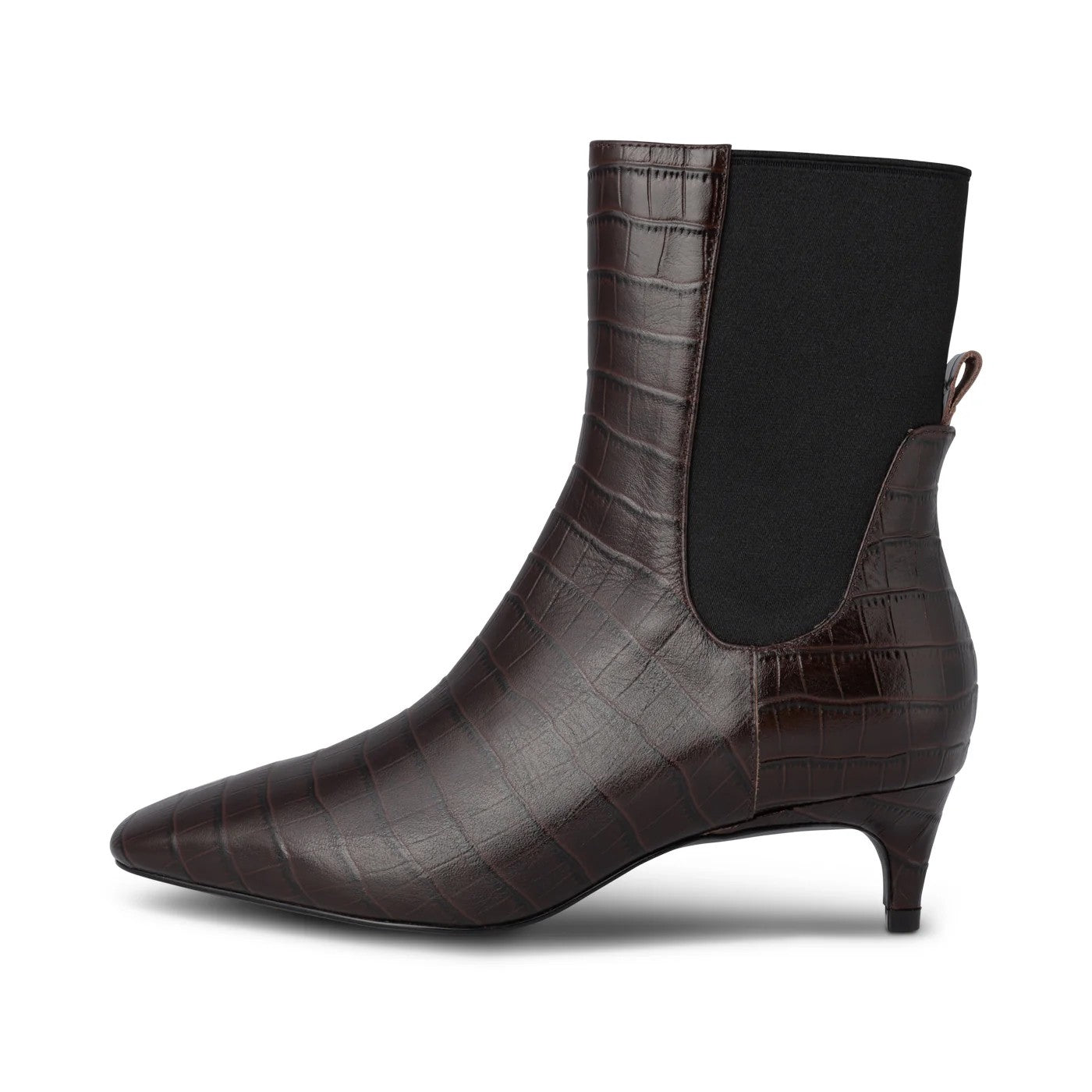 Ingrid Croco Leather Boot - Chocolate