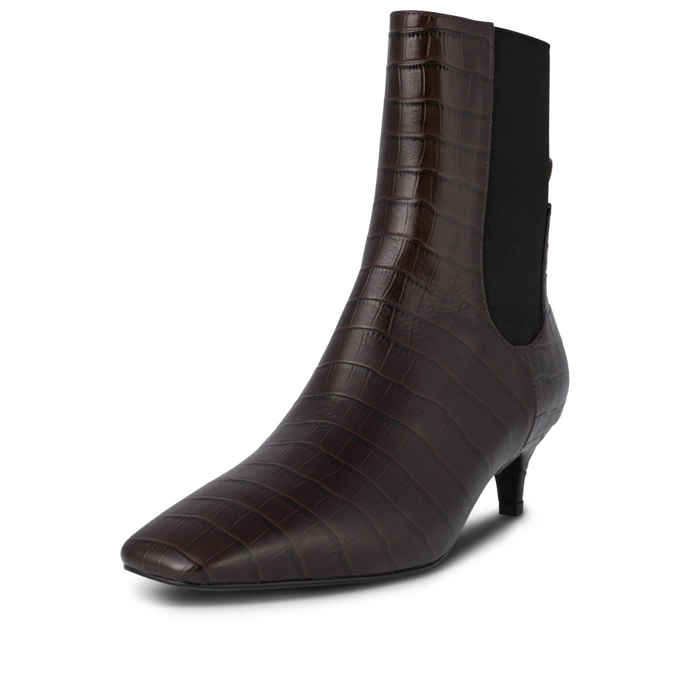 Ingrid Croco Leather Boot - Chocolate