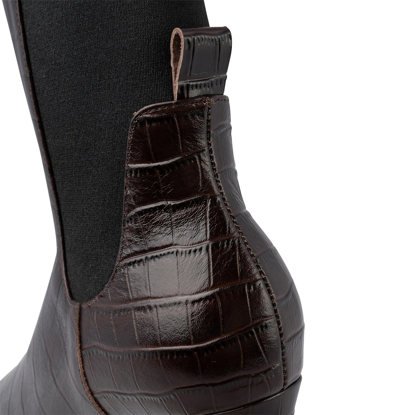 Ingrid Croco Leather Boot - Chocolate