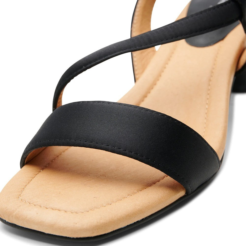 Sylvi Slingback Heeled Sandal - Black Satin