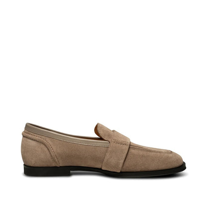 Erika Saddle Suede Loafer - Taupe