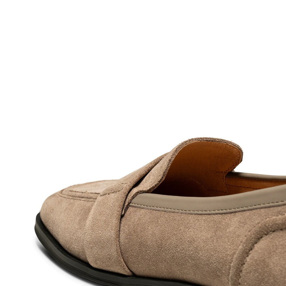 Erika Saddle Suede Loafer - Taupe