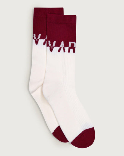 Stellar Colourblock Sock - Egret / Red Dahlia