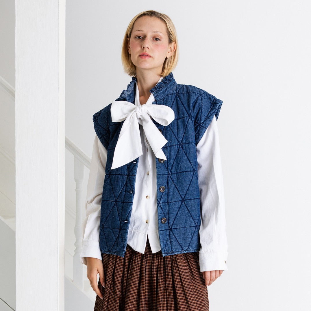 Stina Quilted Denim Gilet - Denim