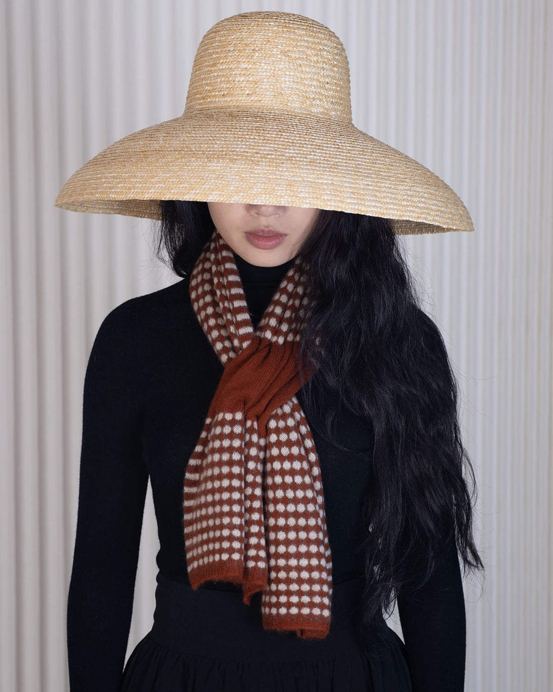 Stitch Detail Full Scarf - Red