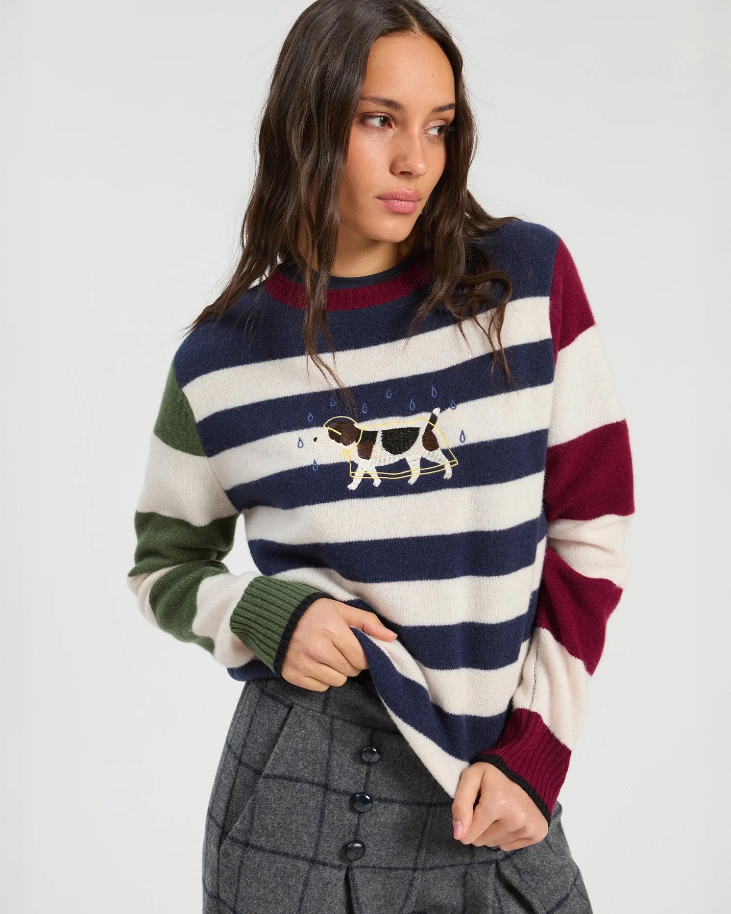 Stripe Dog Jumper - Navy