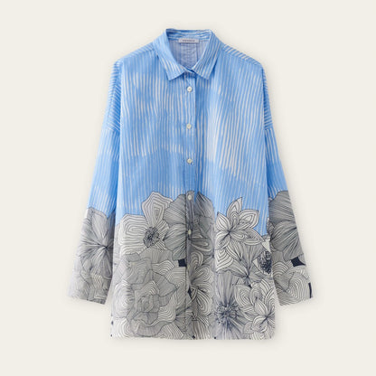 Stripe Floral Arty Shirt - Cornflower