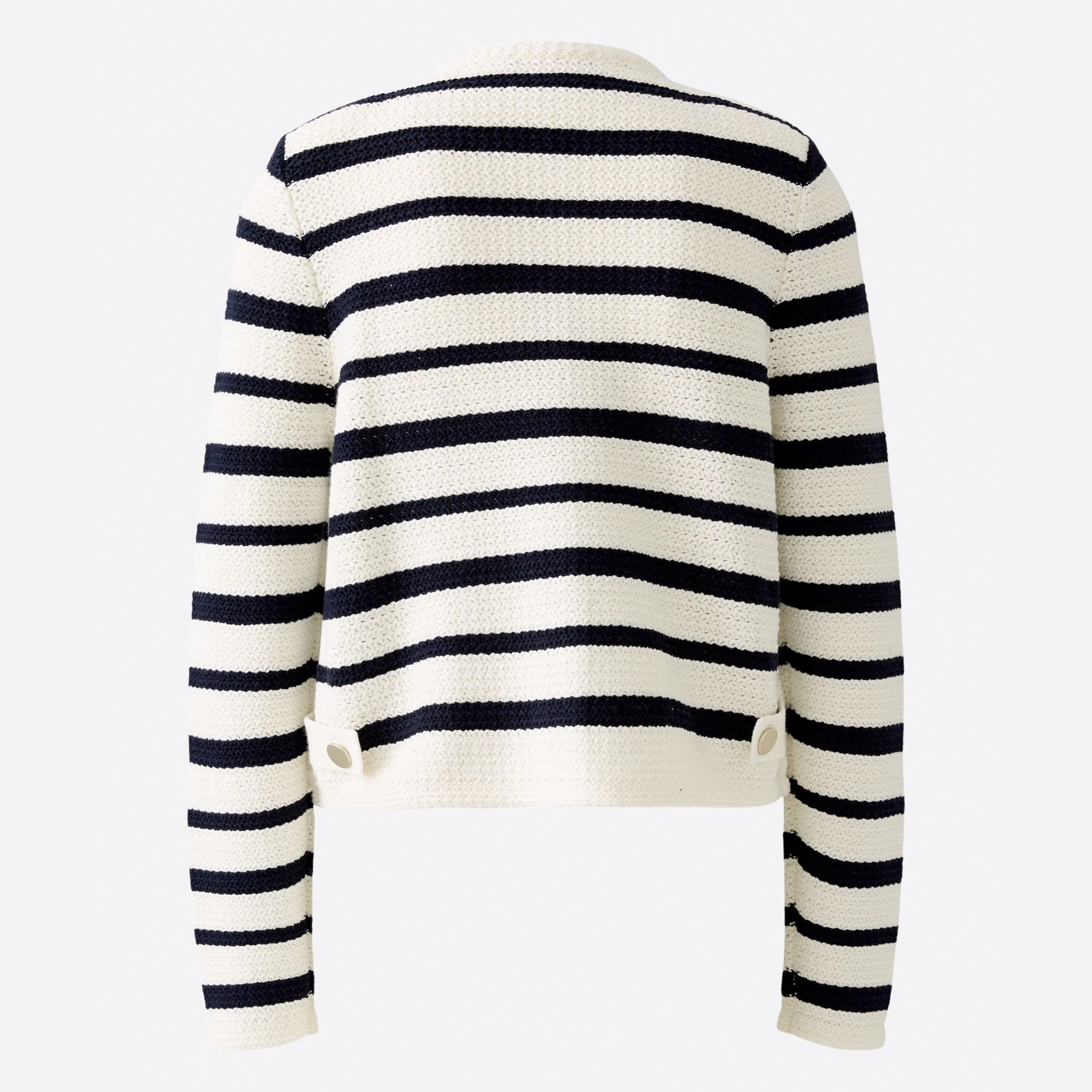 Stripe Knit Cardigan - White Blue