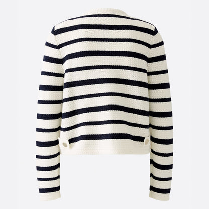 Stripe Knit Cardigan - White Blue