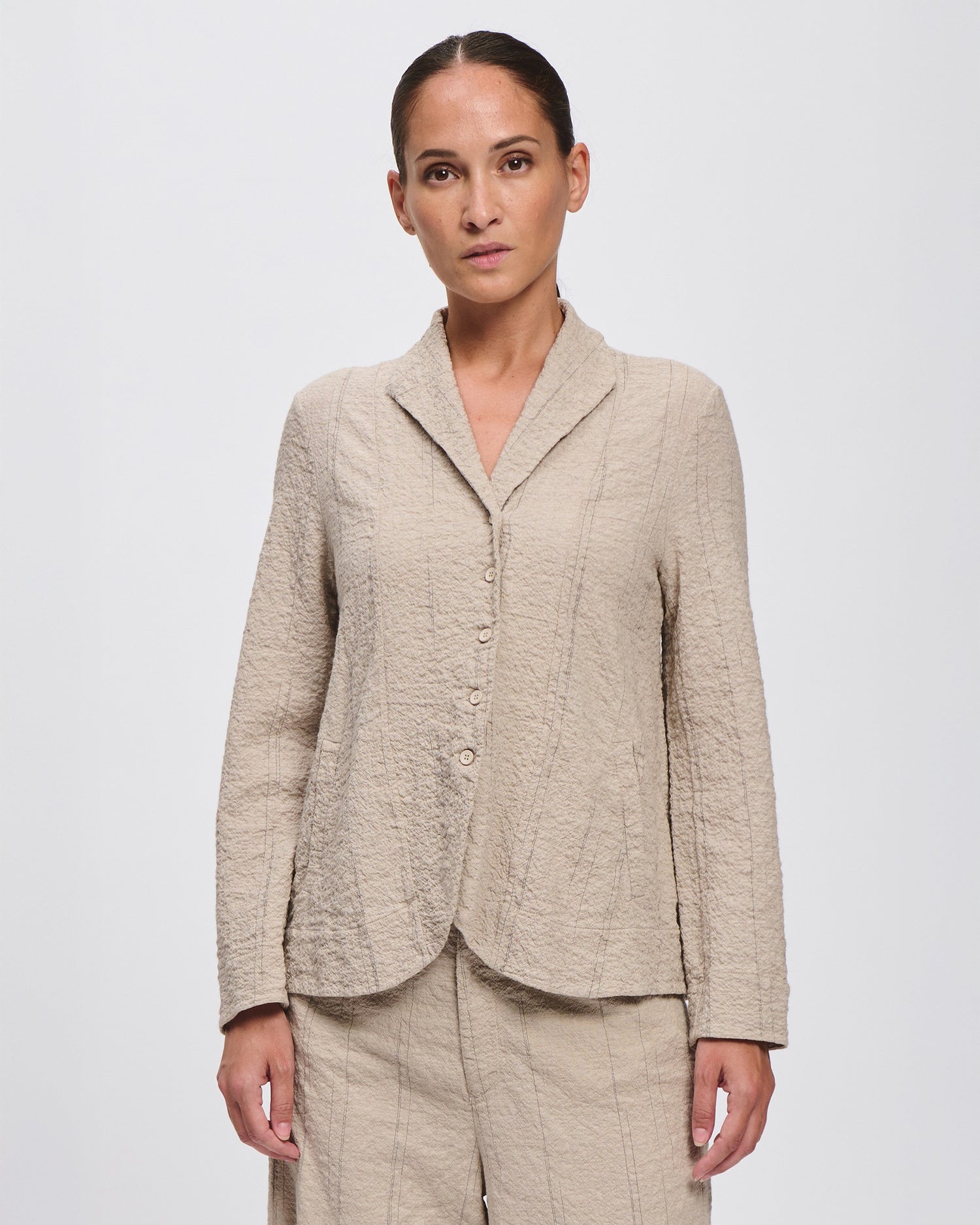 Stripe Relaxed Blazer - Sand