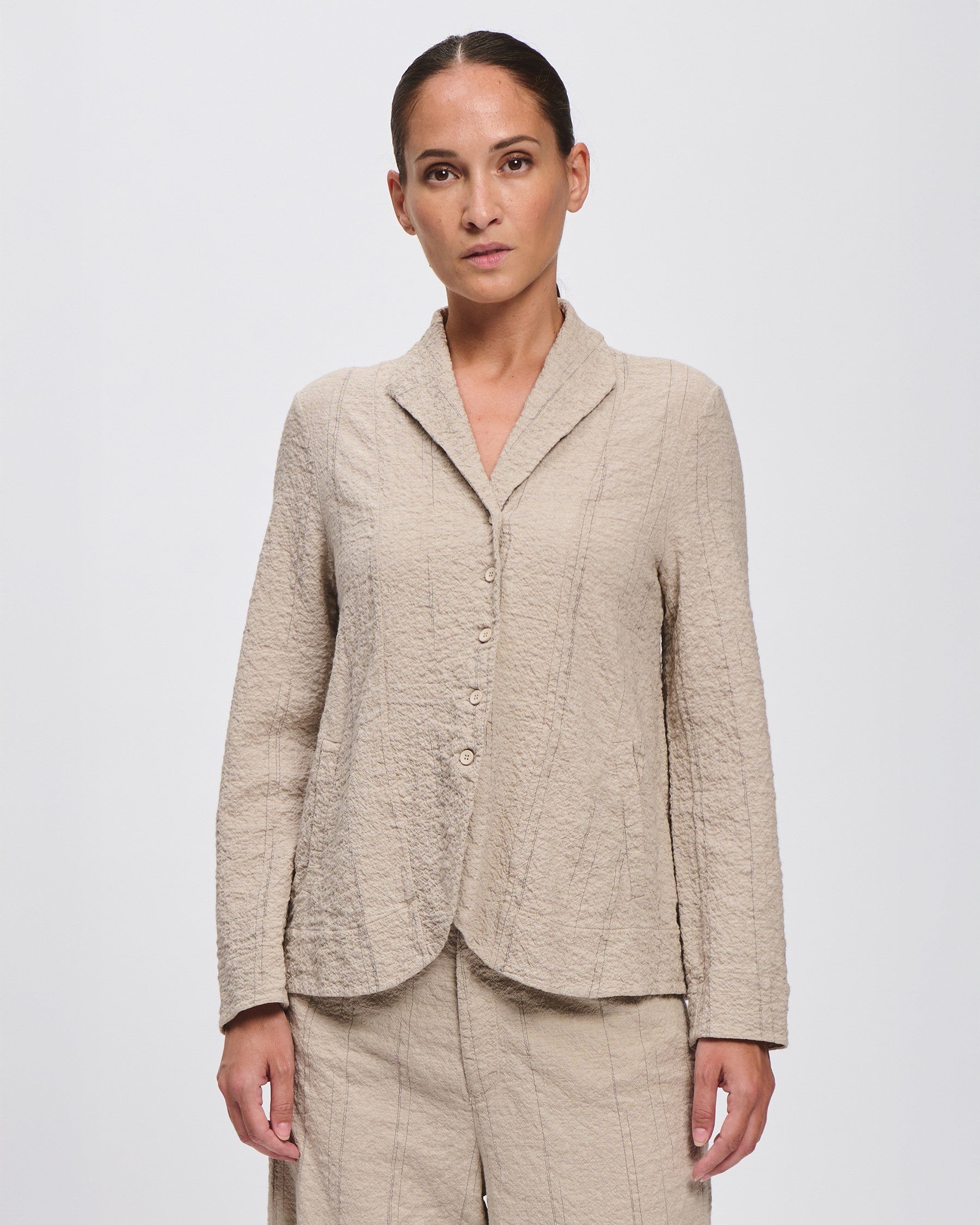 Stripe Relaxed Blazer - Sand