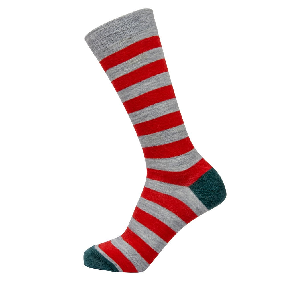 Stripe Sock - Grey/Red