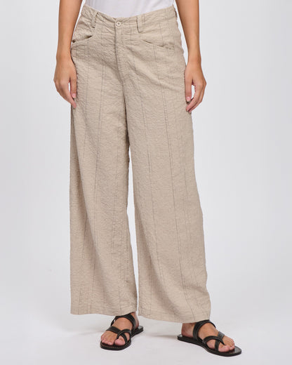 Stripe Straight Leg Pocket Trouser - Sand