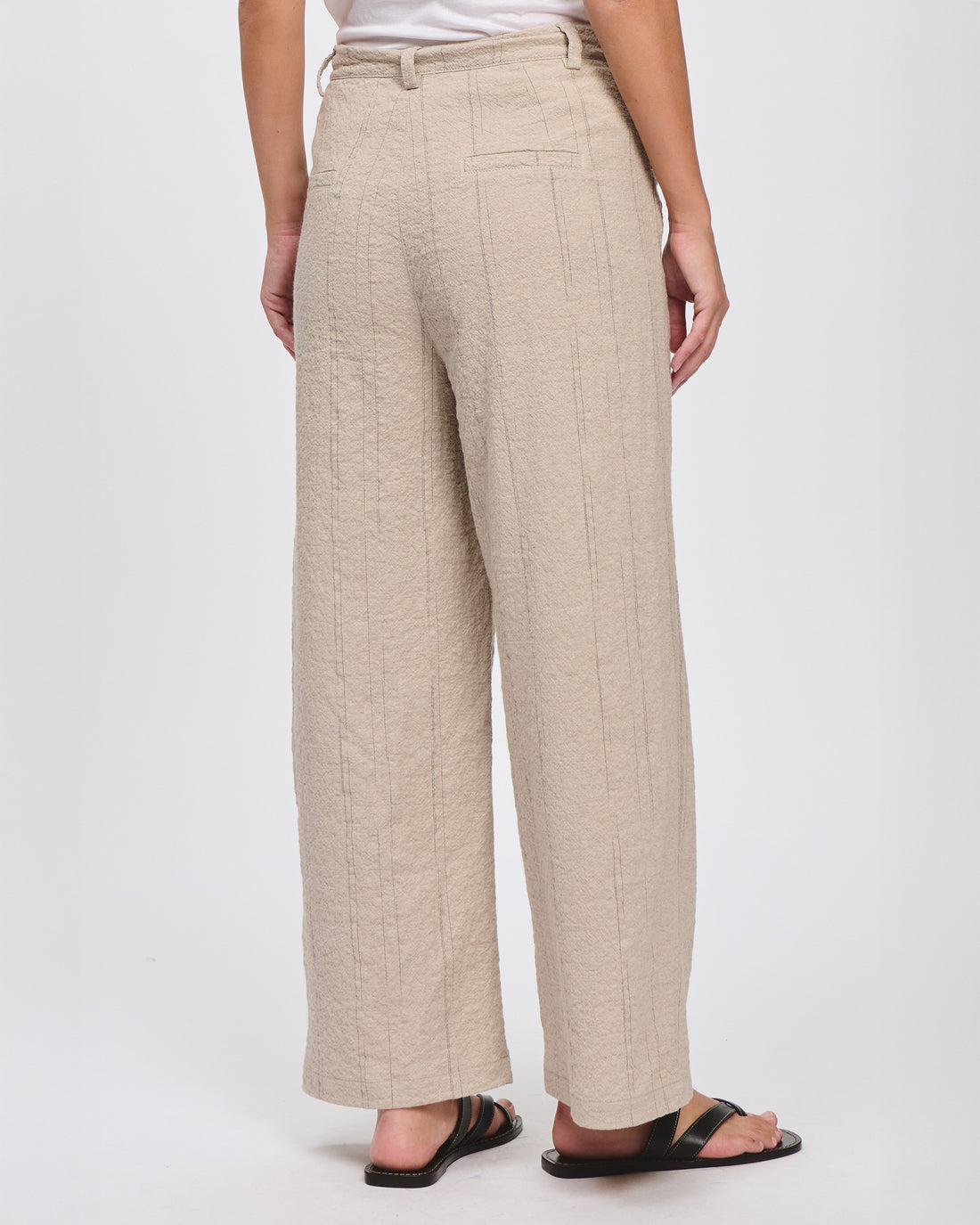 Stripe Straight Leg Pocket Trouser - Sand