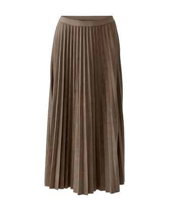 Suedette Pleated Skirt - Chocolate