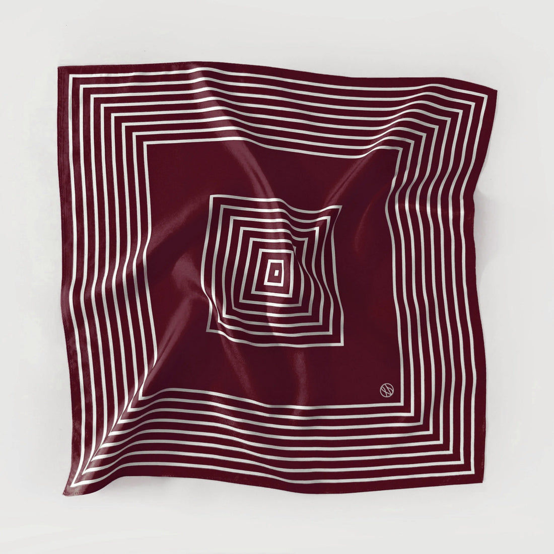 Striped Scarf - 50 X 50 Silk Square - Wine Red