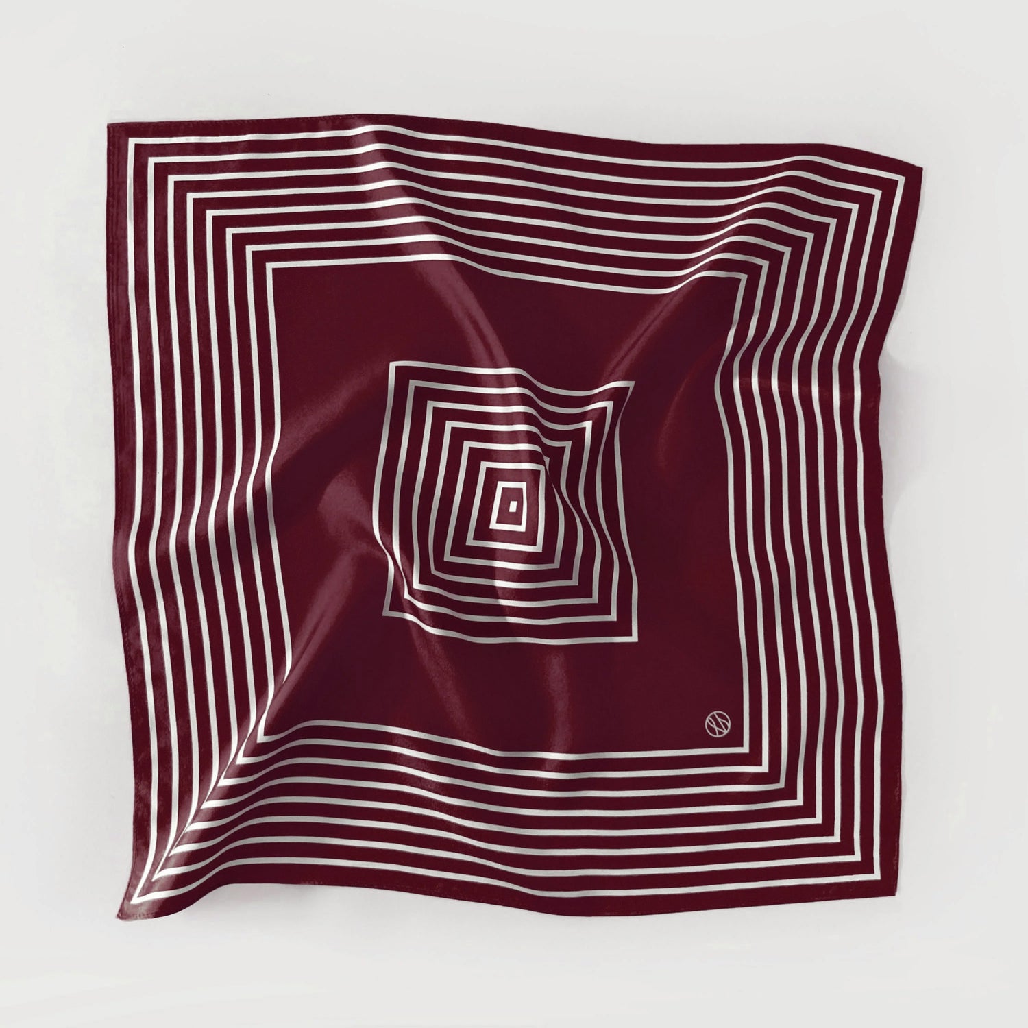 Striped Scarf - 50 X 50 Silk Square - Wine Red