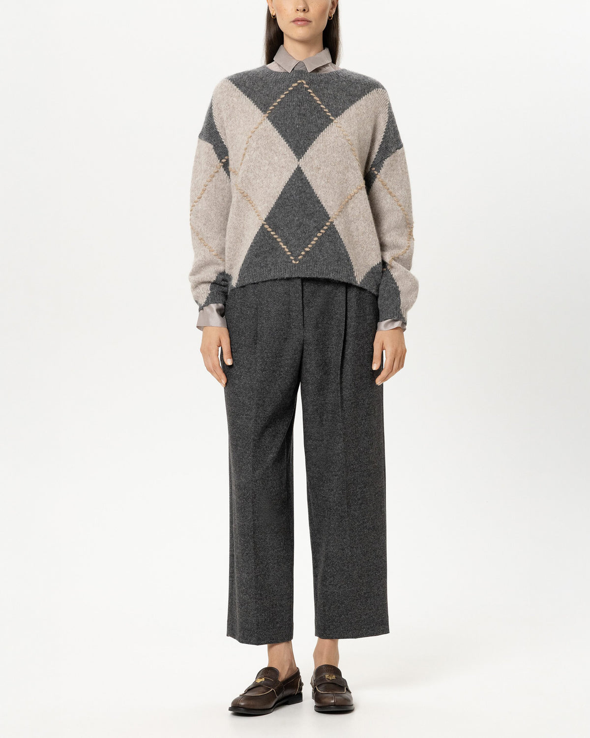 Tapered Punto Milano Trousers - Anthracite