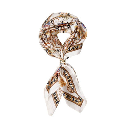 Tazia Mini Scarf with Golden Ring - Creme Multi