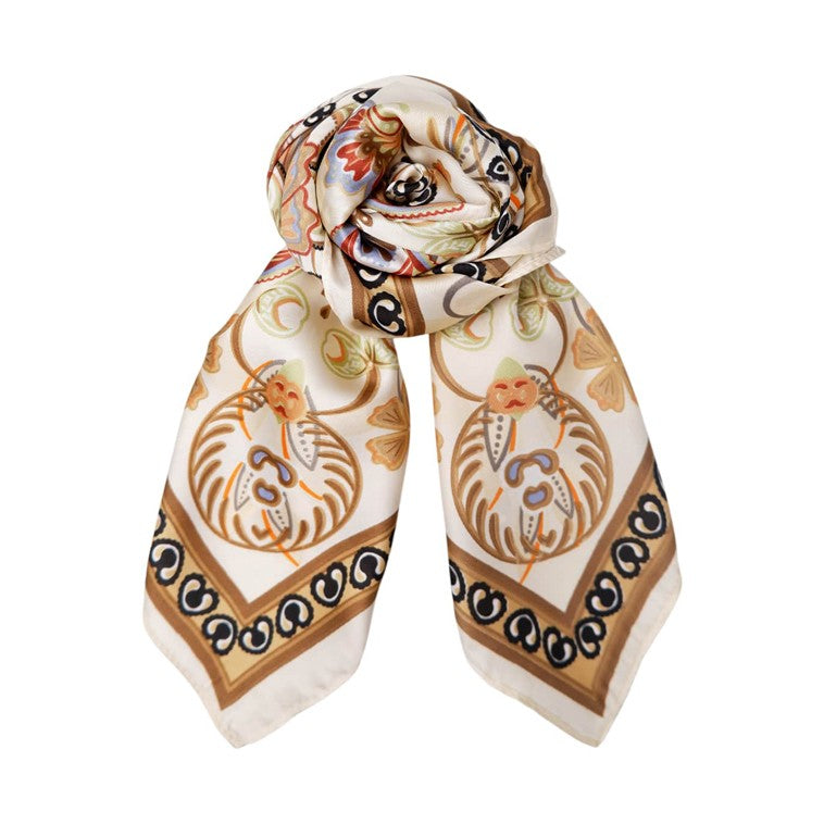 Tazia Mini Scarf with Golden Ring - Creme Multi