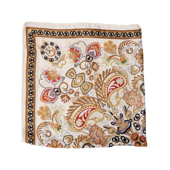 Tazia Mini Scarf with Golden Ring - Creme Multi