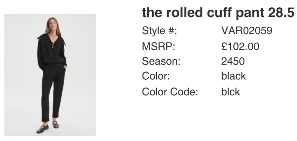 The Rolled Cuff Pant 28.5 - Black