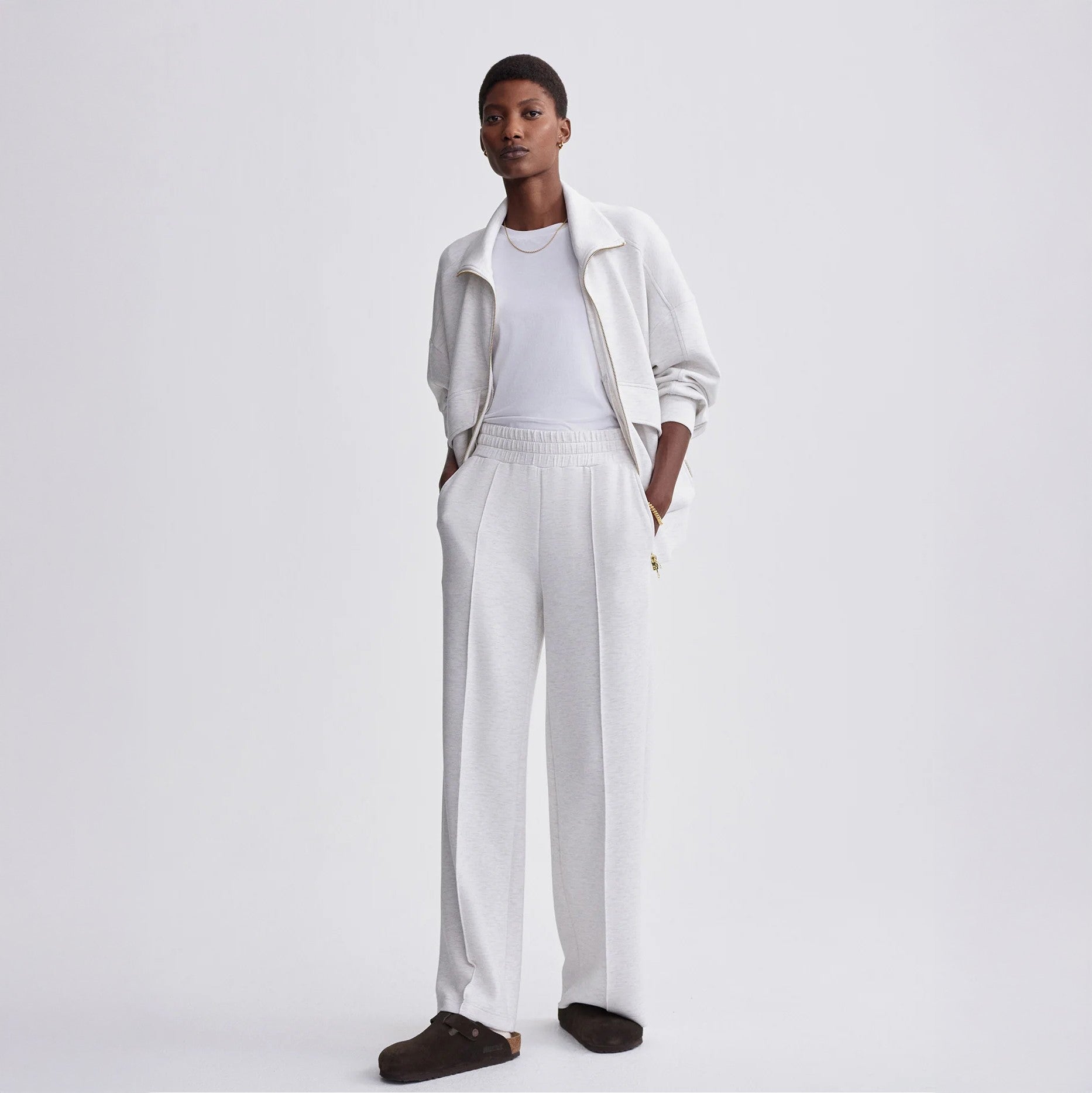 The Wide Leg Pant 30 - Ivory Marl