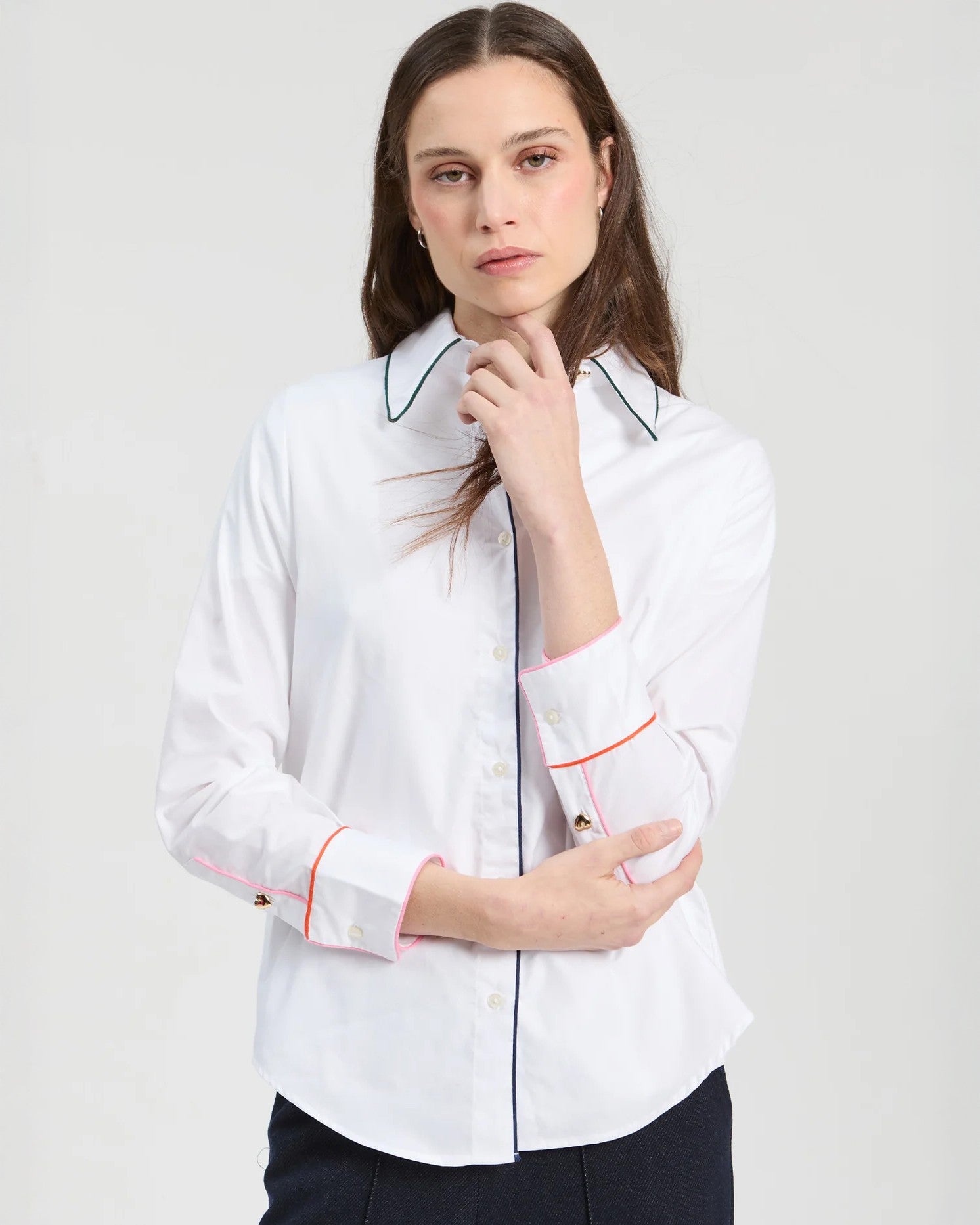 Tipped White Shirt - White