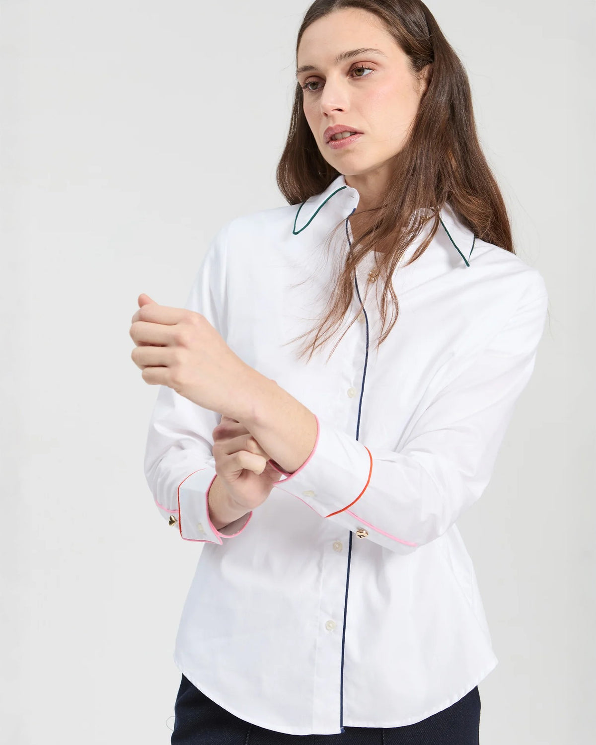 Tipped White Shirt - White