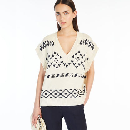 Todi Knitted Patterned Vest - Black Jacquard