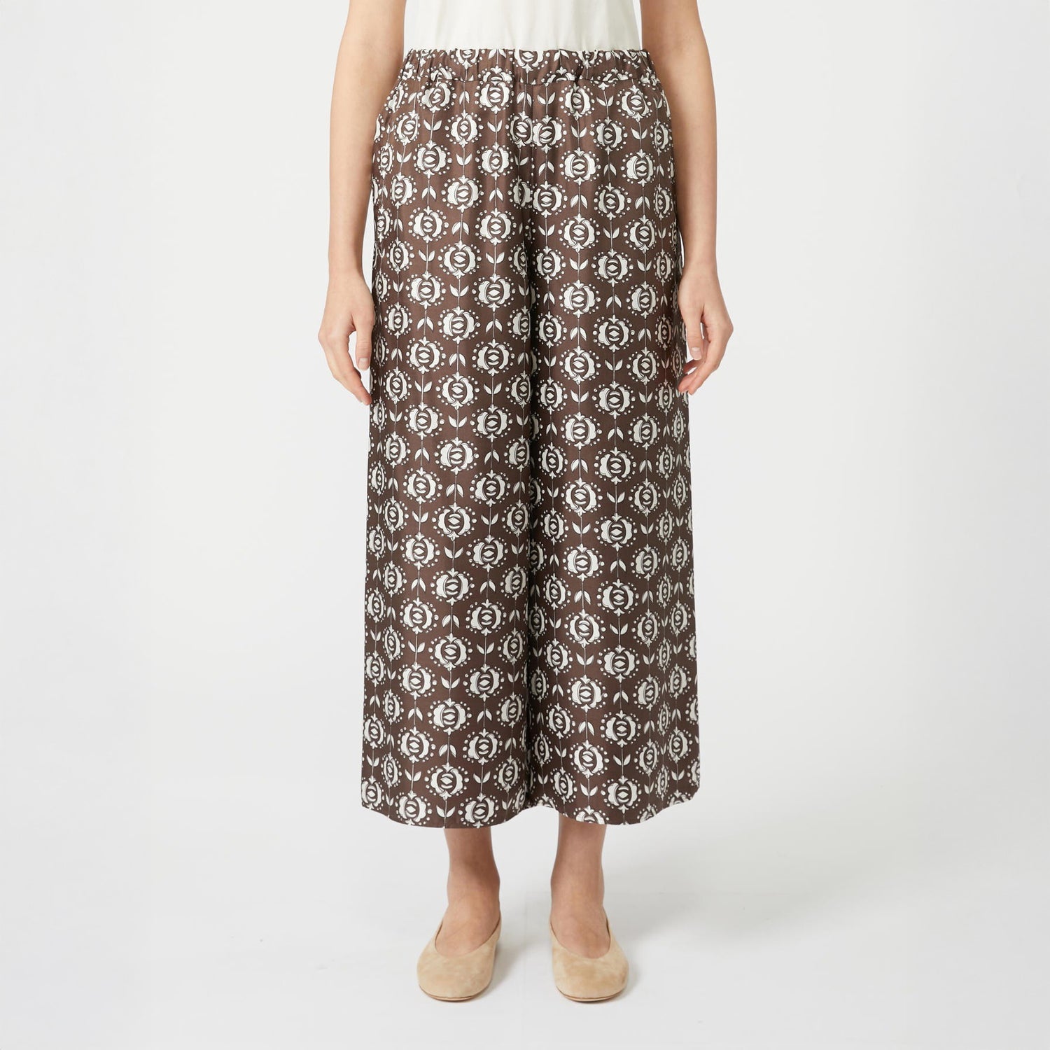 Tortona Silk Patterned Trouser - Chocolate