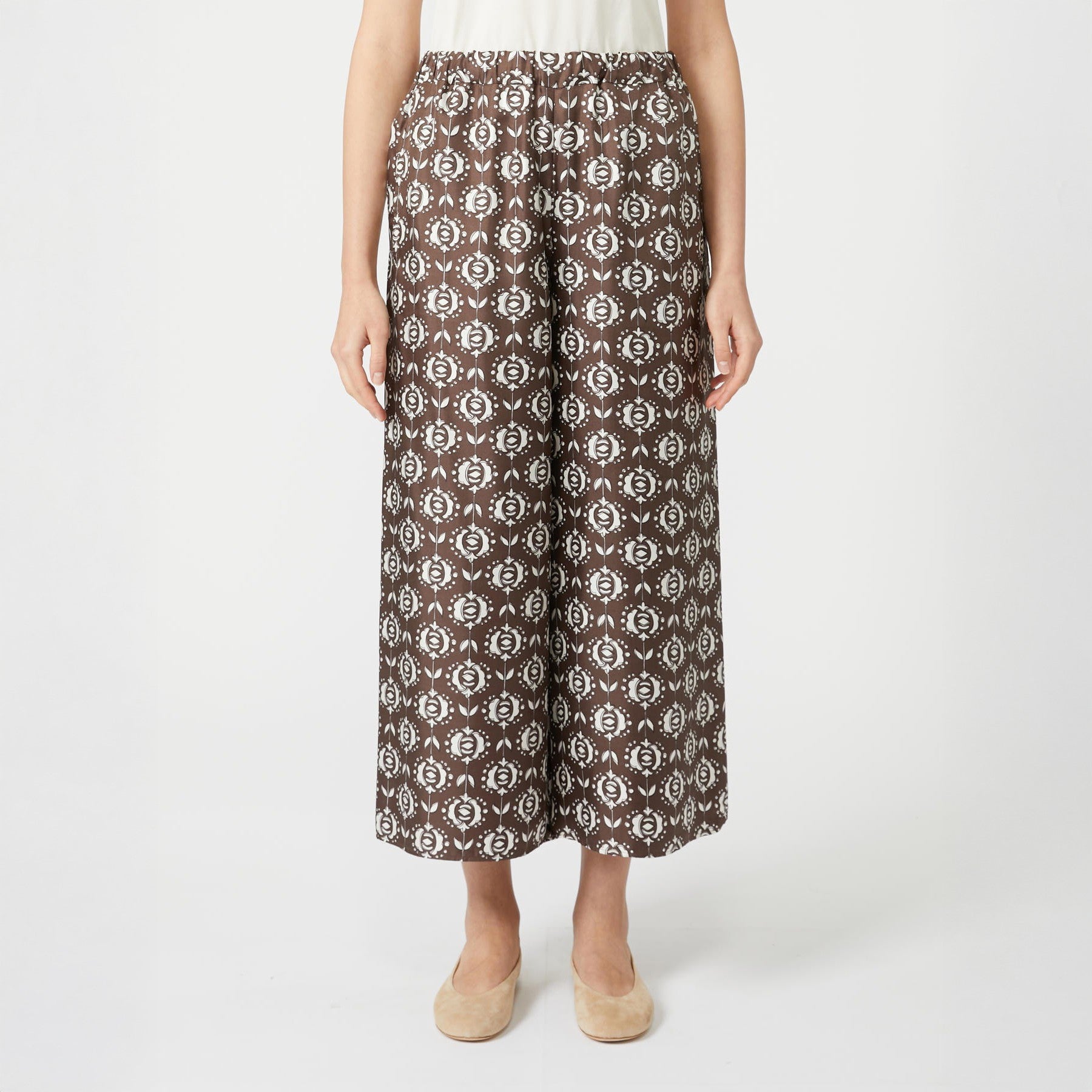 Tortona Silk Patterned Trouser - Chocolate