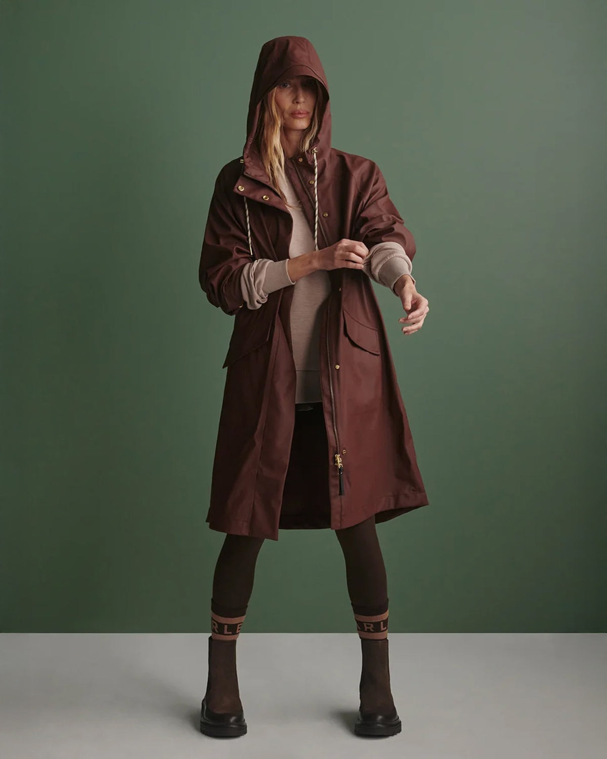 Tovera Long Rain Jacket - Mahogany