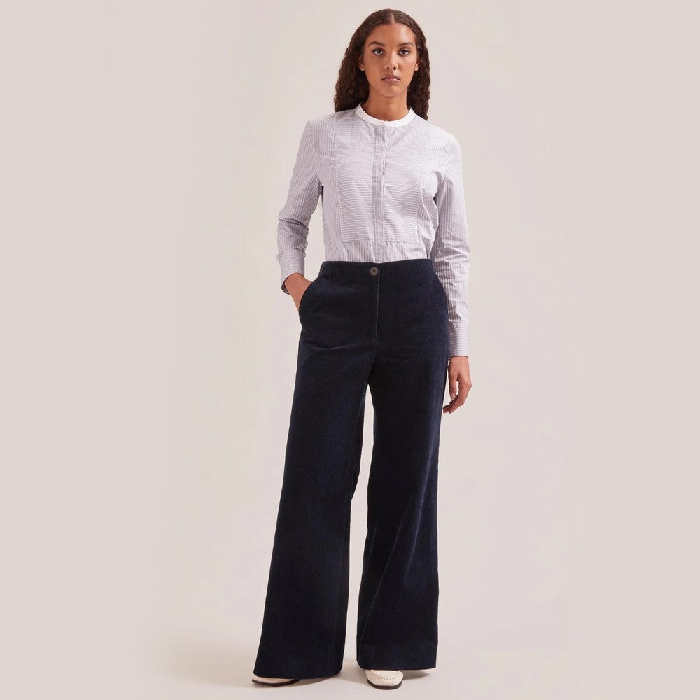 Harlow Cord Wide Leg Trousers - Navy
