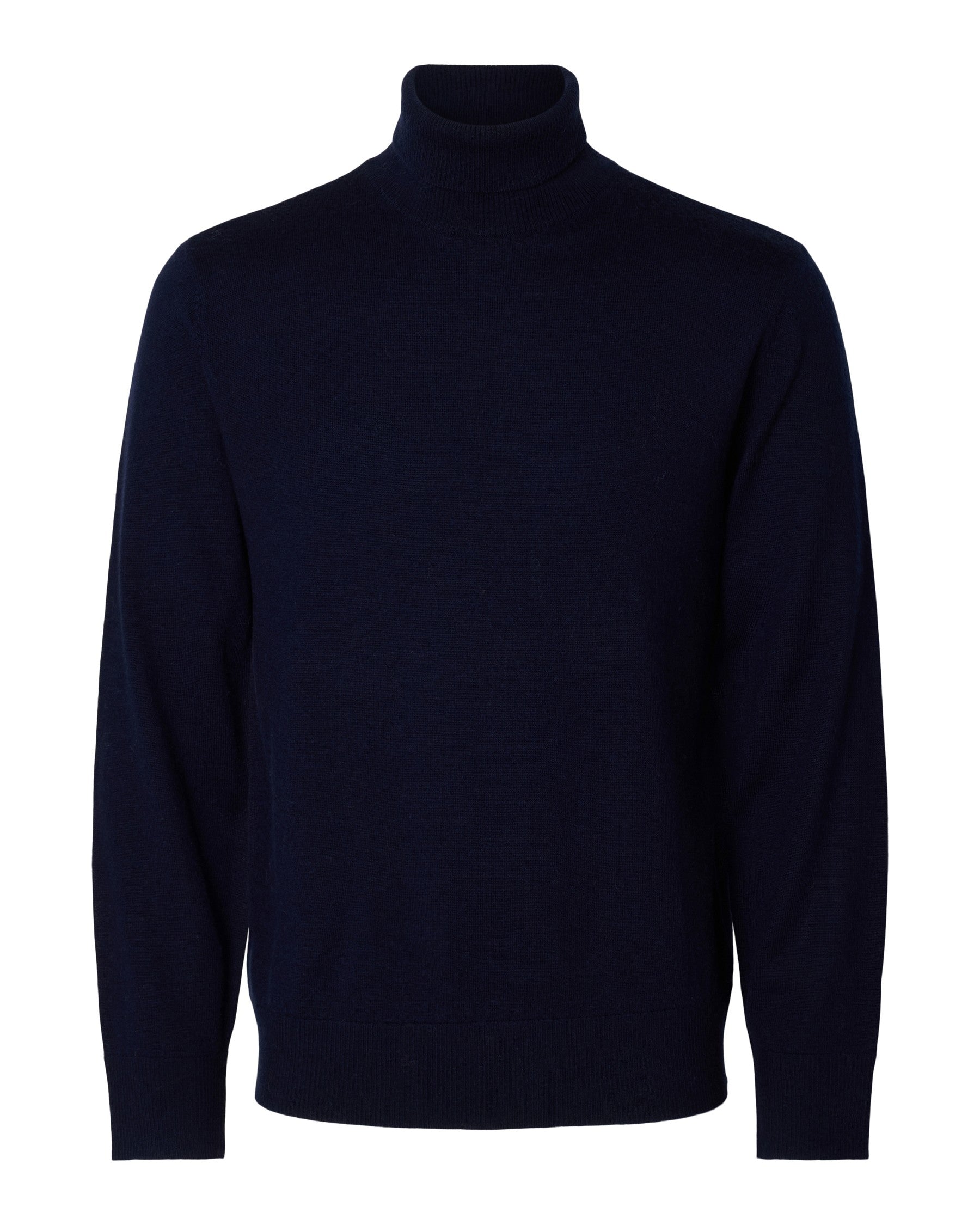 Tray Brushed Long Sleeve Knit Merino Roll Neck - Navy Blazer