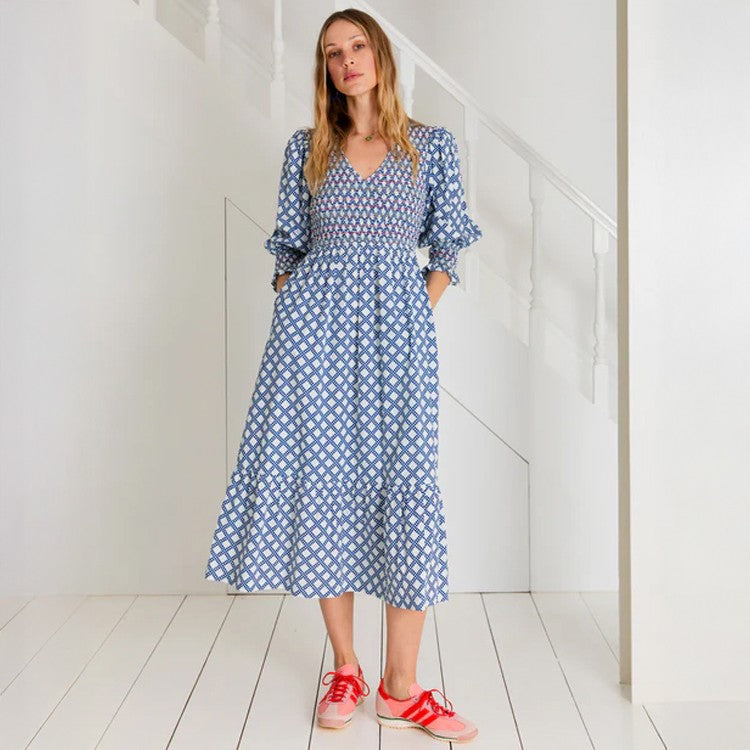 Troy Dress - Blue / White