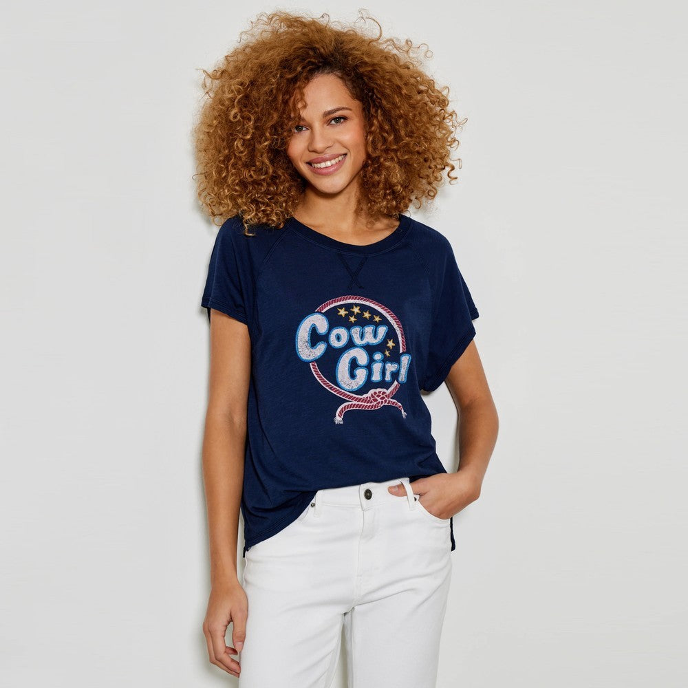 Cow Girl Tee Shirt - Navy