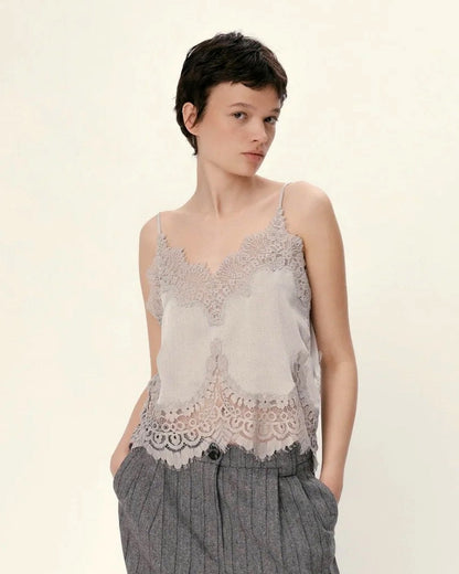Underlayer Lace Top - Pearl Grey
