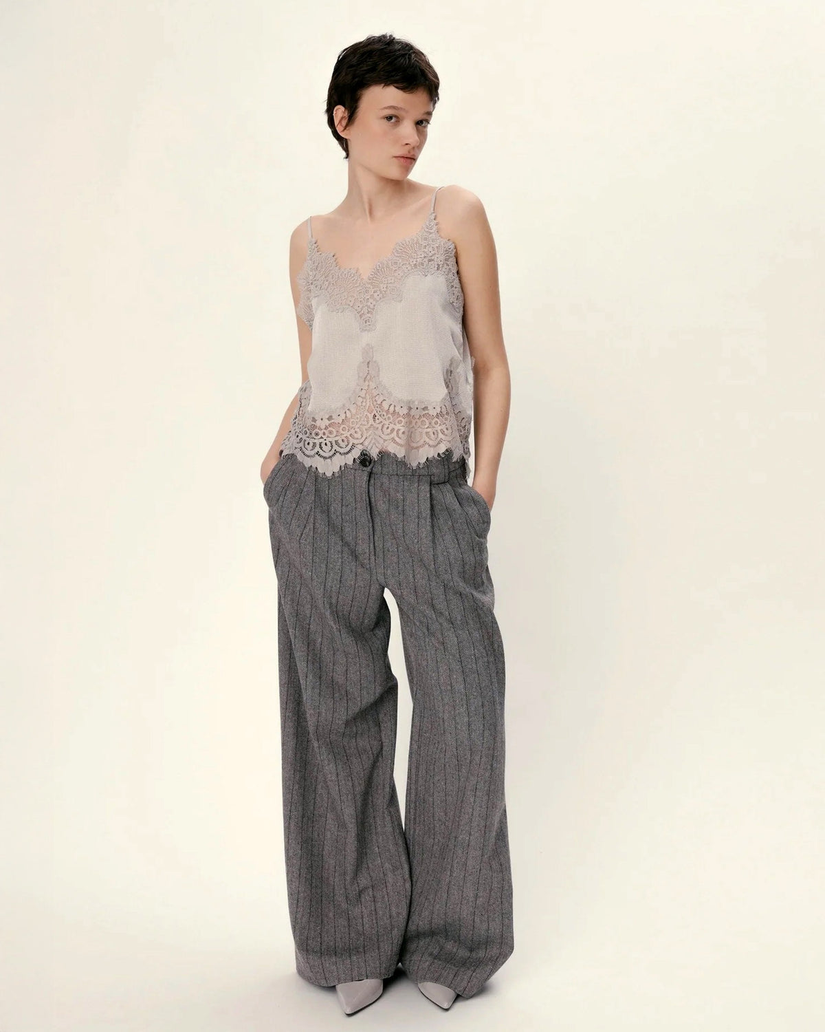 Underlayer Lace Top - Pearl Grey