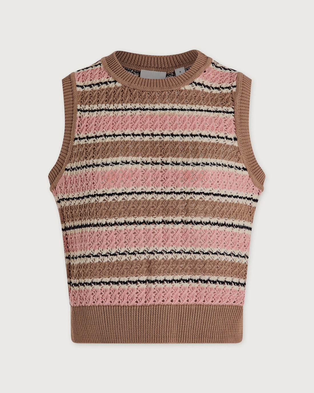 Deeley Stripe Stitch Tank - Warm Taupe / Mellow Rose